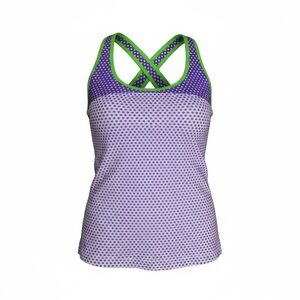 Jofit Active stretch Womens size XL Golf Tank Top Purple Polka Dot Built in Bra
